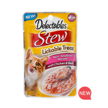New! Delectables lickable treat, stew, chicken & beef cat treat. Hartz SKU#3270011362