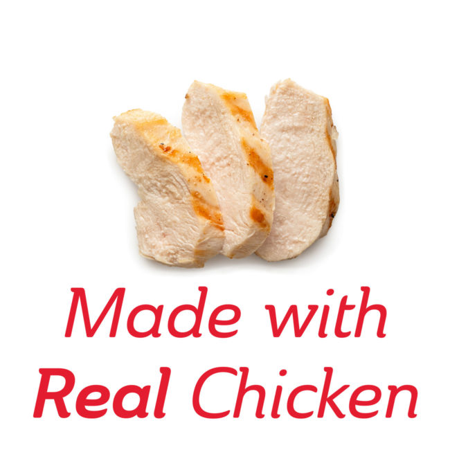Made with real chicken cat treat.