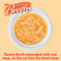 Savory broths are entangled with real meat so that cats lick the bowl clean.