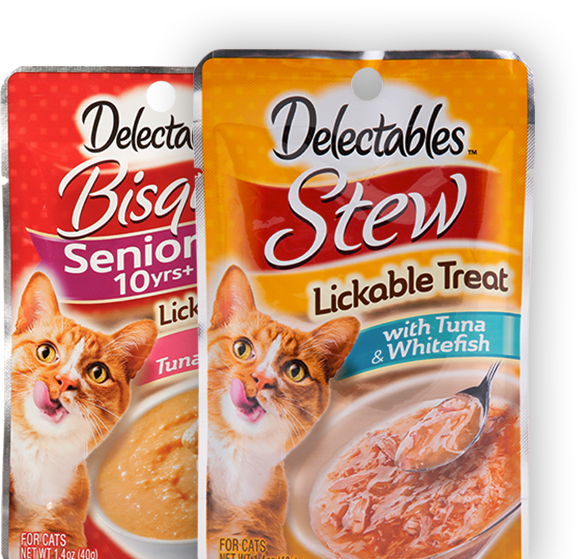 Delectables Stew and Delectables Bisque. Lickable cat treats.