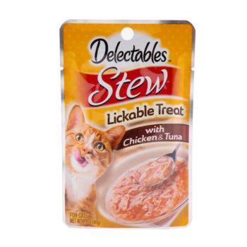 Hartz Delectables cat treat. Chicken and Tuna. Front of package.