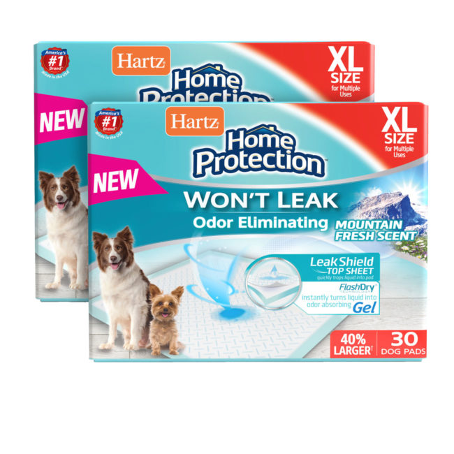 Hartz Home Protection Odor Eliminating Mountain Fresh Scent dog pads. Hartz SKU# 3270012037