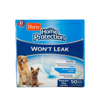 Hartz Home Protection Dog Pads. Front of 50 count package. Hartz SKU# 3270004159