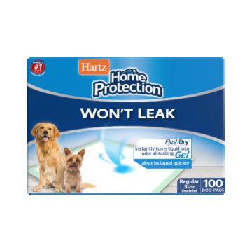 Hartz Home Protection Dog Pads. Front of 100 count package. Hartz SKU# 3270014938
