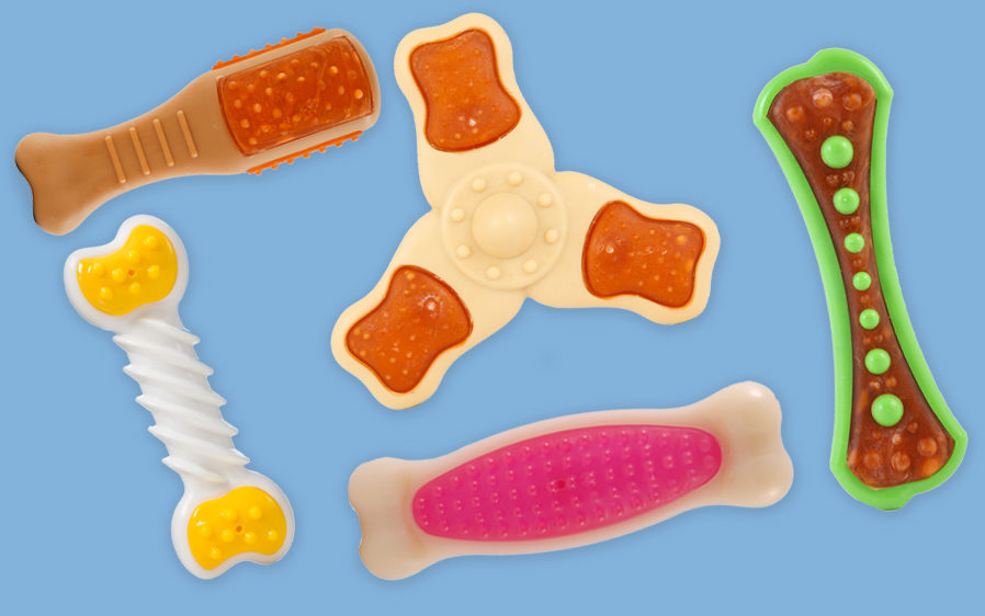 a variety of Hartz Chew n'Clean dog chew toys.