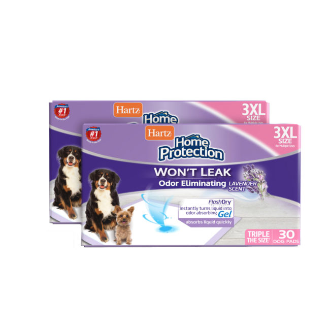 Hartz Home Protection Odor Eliminating Dog Pads. Front of XXXL 60 count package. Hartz SKU# 3270011273