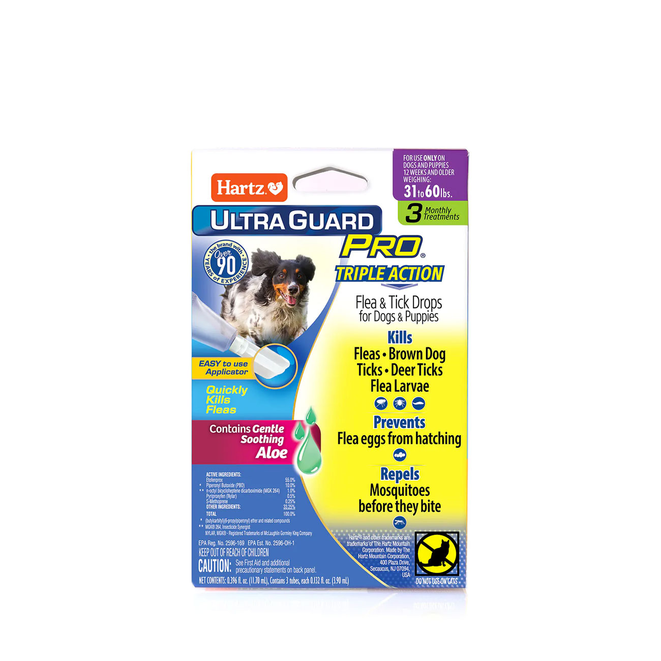 Hartz Ultra Guard Pro Triple Action Flea & Tick Drops for Dogs & Puppies,  0.220 fl oz, 3 count