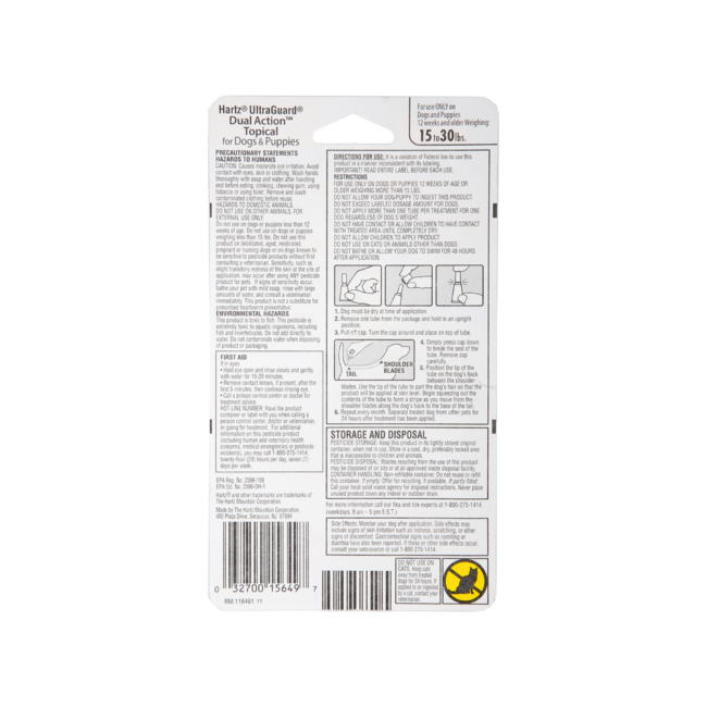 Hartz® UltraGuard® Dual Action™ Topical Flea and Tick Prevention for Dogs and Puppies 15-30lb