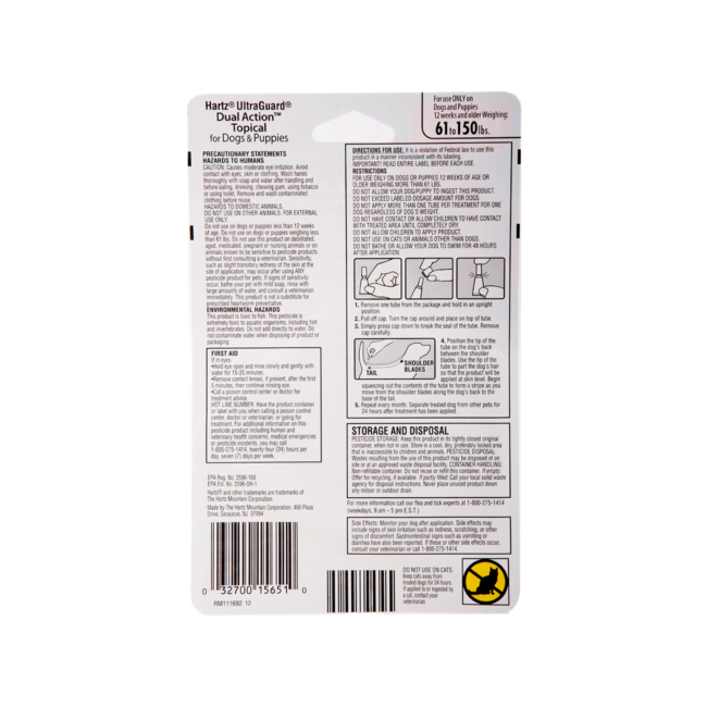 Hartz® UltraGuard® Dual Action™ Topical Flea and Tick Prevention for Dogs and Puppies 61-150lb
