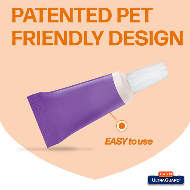 Flea drops with patented pet friendly design