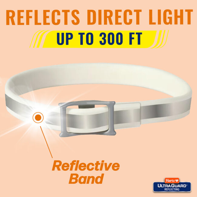 Reflective collar for fleas and ticks