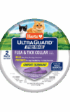 Hartz flea and tick collar for cats. Front of package. Hartz SKU# 3270012944.