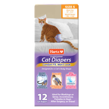 Hartz disposable cat diapers. Front of package. Hartz SKU# 3270012942