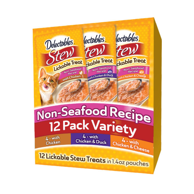 Delectables Stew Non-Seafood Variety Pack. An wet cat pouch treat. Hartz SKU# 3270012954.