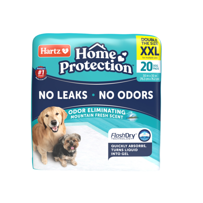 Hartz Home Protection dog pads scented with a mountain fresh scent. Hartz SKU#3270012976