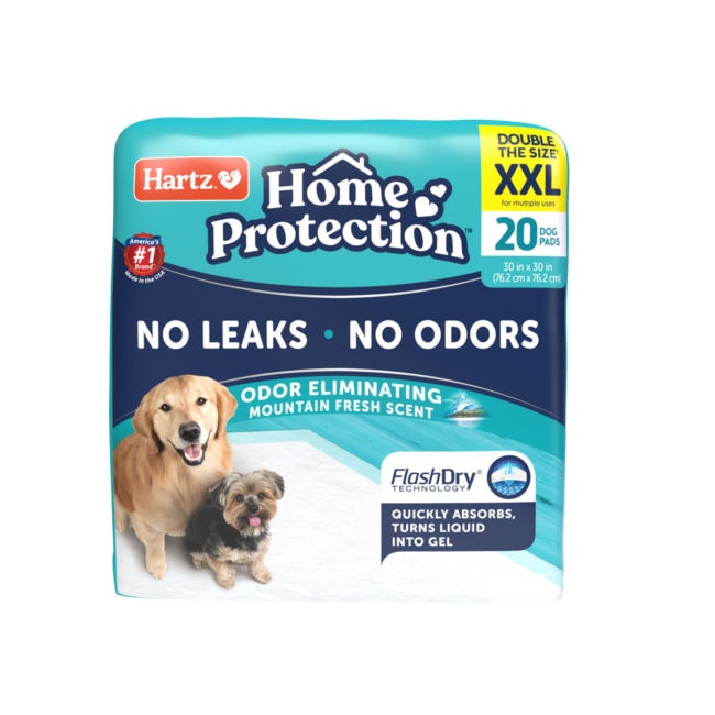 Hartz Home Protection dog pads scented with a mountain fresh scent. Hartz SKU#3270012976