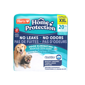 Hartz Home Protection dog pads scented with a mountain fresh scent. Hartz SKU#3270012976