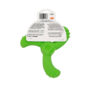 A green squeaky latex boomerang dog toy. One of many Hartz toys for dogs. Hartz SKU# 3270011227