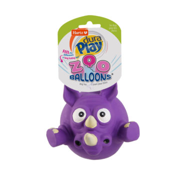 Hartz Dura Play Zoo Balloons rhino dog toy. A fun dog play toy. Hartz SKU# 3270011576