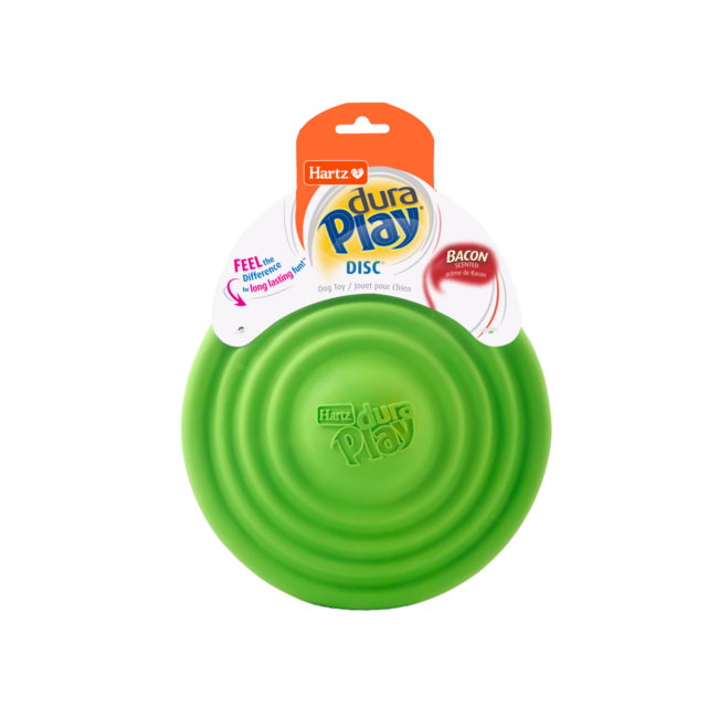 Hartz DurPlay Disc. Green latex disc dog toy. Hartz SKU# 3270015837