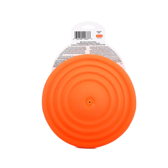 Orange latex disc dog toy. Hartz SKU# 3270015837
