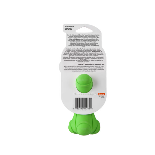 Green latex toy for teething and senior dogs, Hartz SKU# 3270099282
