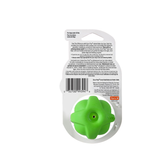 Green latex ball for small dogs, Hartz SKU# 3270099394