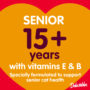 Delectables Senior 15+ Years with Vitamins E & B. Specially formulated to support senior cat health.