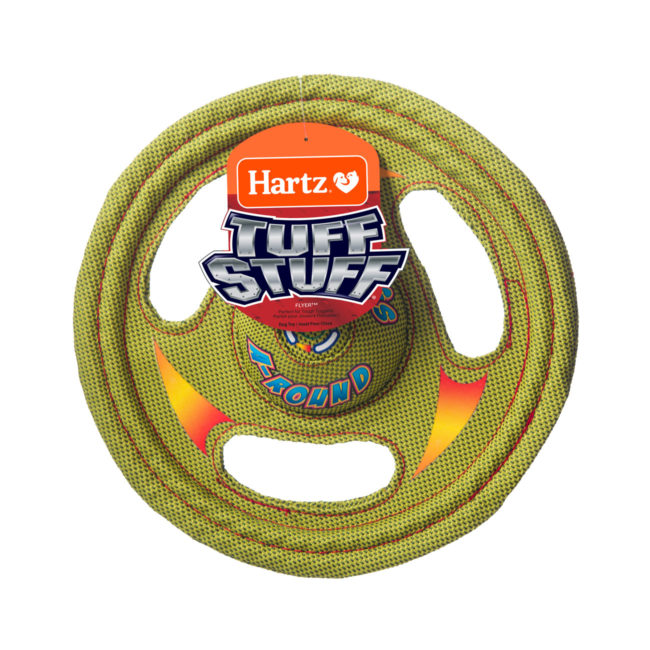 Hartz green tuff stuff flyer. Green disc toy for dogs, Hartz SKU#3270000767