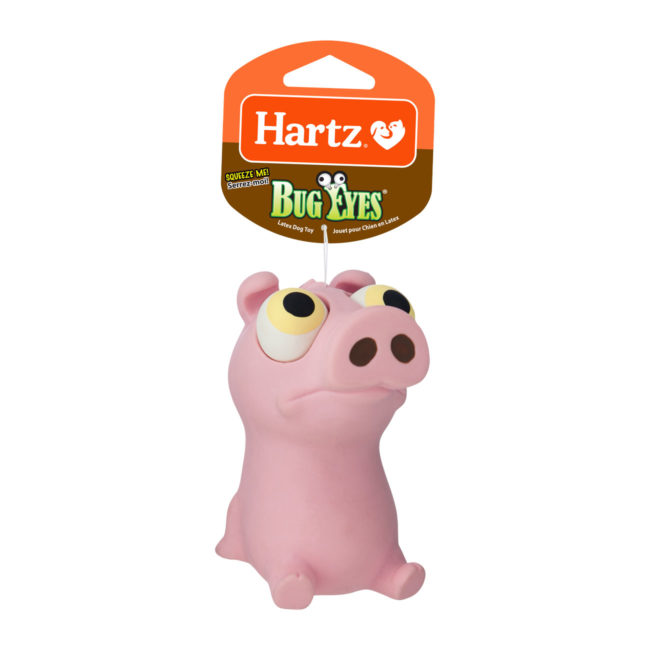 Hartz bug eyes latex squeaky dog toy, pig, Hartz SKU# 3270010933