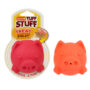 Hartz SKU#3270011228. Hartz tuff stuff treat hogging piglet. Front view of red and orange interactive dog toy.