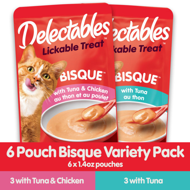 Delectables Lickable wet cat treat. A wet cat treat that your cats will crave. Hartz SKU# 3270015490