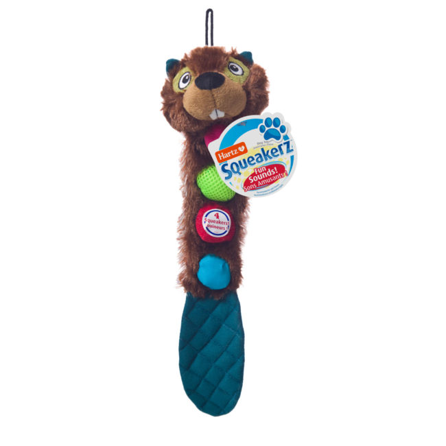 Hartz squeakerz plush beaver squeaky dog toy. Hartz SKU# 3270015570