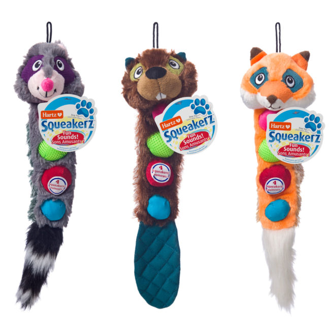 Hartz squeakerz plush squeaky toys for dogs. Hartz SKU# 3270015570