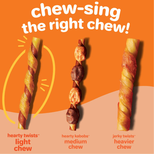 Oinkies Heart Twists. Chicken dog chew treats.