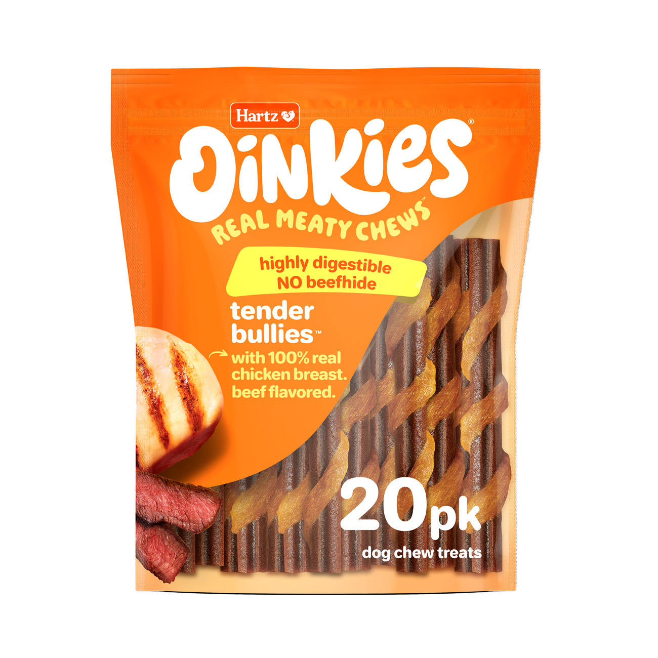 Hartz® Oinkies® Real Meaty Chews™ Tender Bullies™ – 20 Pack | Hartz