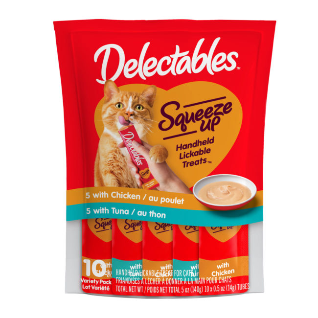 Delectables Squeeze Up 10 count variety pack. Chicken and Tuna flavors. Hartz SKU# 3270015710