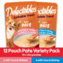 Delectables Lickable Treat. A wet cat treat with real chicken & fish in a soft pate texture. Available in a 12 count variety package. Hartz SKU# 3270050529