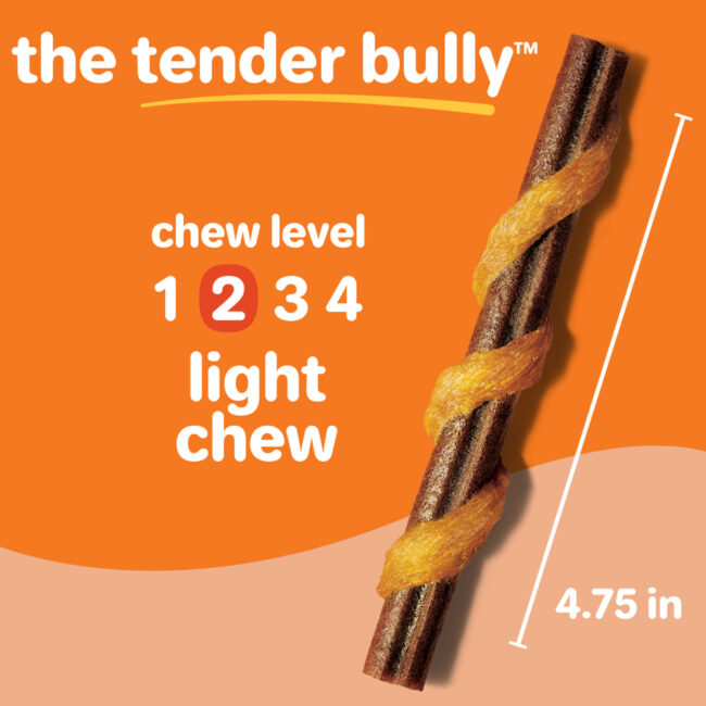 Oinkies Tender Bully dog chew treat. A light chew for dogs.