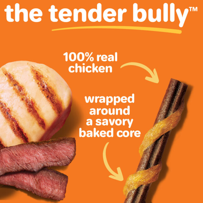Oinkies Chickentastic Tender Bullies with 100% real chicken breast.