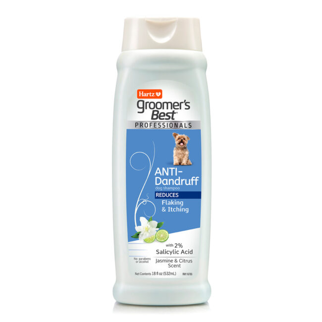 Hartz groomer's best professionals anti-dandruff dog shampoo. With jasmine and citrus. Hartz SKU# 3270011376