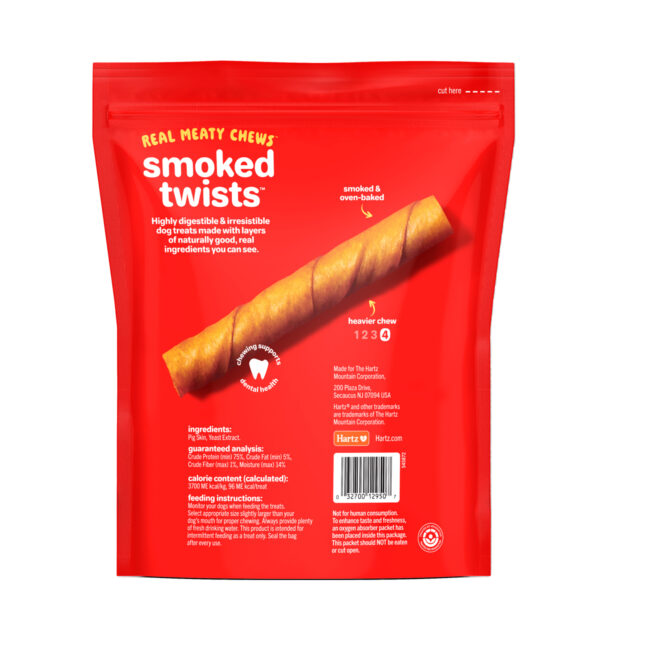 Hartz Oinkies Porkalicious dog treats. 40 pack. Back of package. Hartz SKU# 3270012950