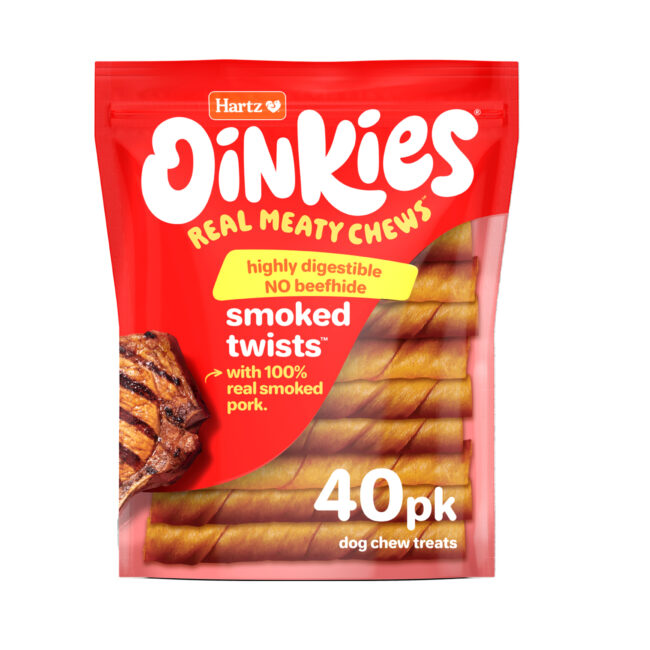 Hartz Oinkies Real Meaty Chews Smoked Twists smoked twists dog chews. 40 pack.