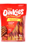 Hartz Oinkies Porkalicious sizzling twists pork dog treat.