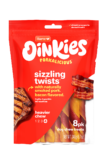 Hartz Oinkies Porkalicious sizzling twists pork dog treat.