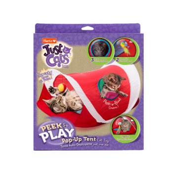 Hartz Just for Cats peek and play interactive cat toy.