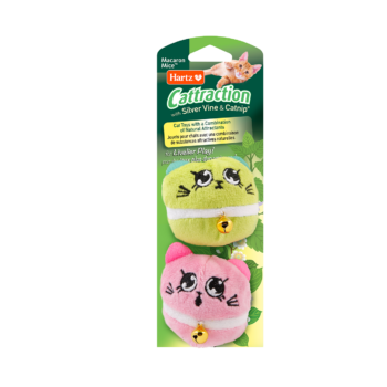 Hartz cattraction macron mice. Green and pink cat toy with silver vine and catnip.