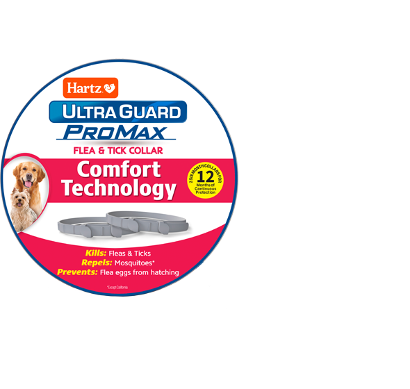 Hartz UltraGuard ProMax flea and tick collars for dogs.