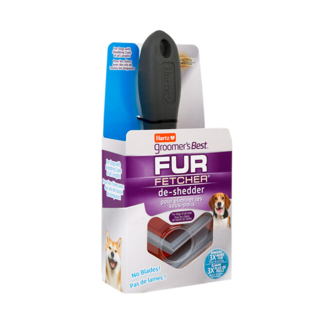 The fur Fetcher deshedding tool for dogs removes 3x more fur than brushing.