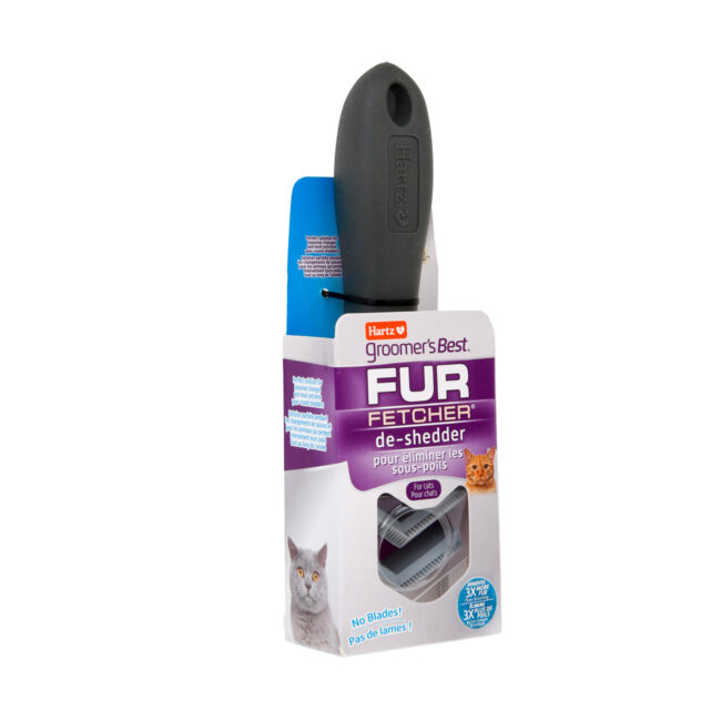 The fur Fetcher deshedding tool for cats removes 3x more fur than brushing.